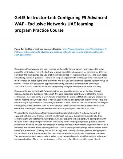 f5 Instructor-Led: Configuring F5 Advanced WAF - Exclusive Networks UAE learning program