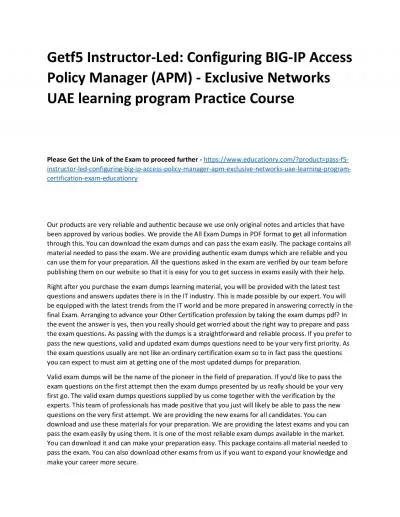 f5 Instructor-Led: Configuring BIG-IP Access Policy Manager (APM) - Exclusive Networks