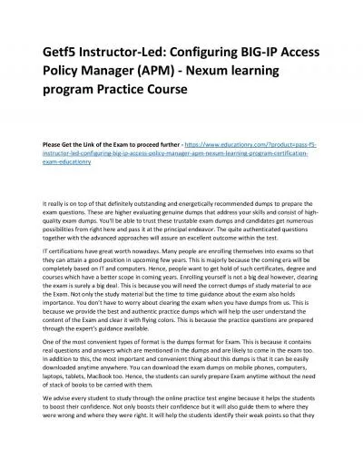 f5 Instructor-Led: Configuring BIG-IP Access Policy Manager (APM) - Nexum learning program