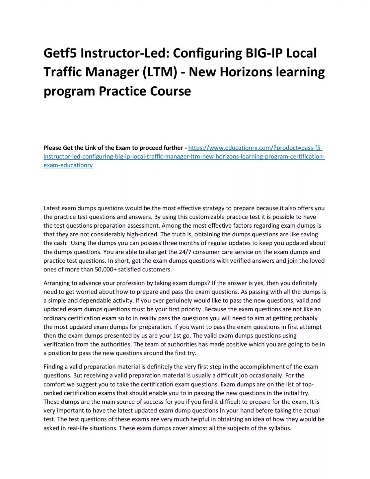 f5 Instructor-Led: Configuring BIG-IP Local Traffic Manager (LTM) - New Horizons learning