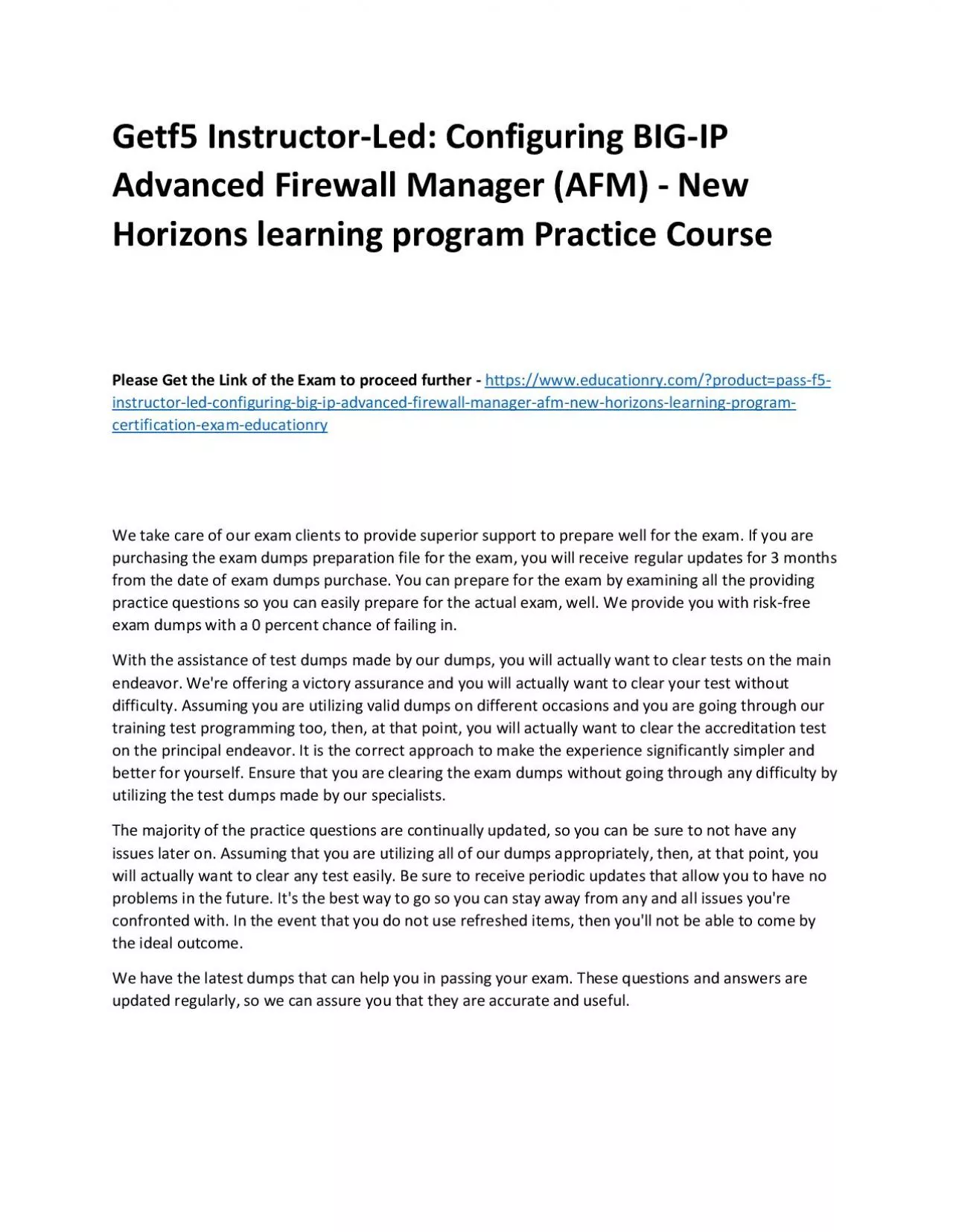 f5 Instructor-Led: Configuring BIG-IP Advanced Firewall Manager (AFM) - New Horizons learning