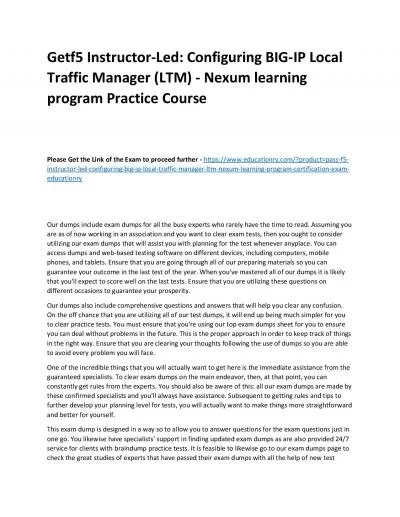 f5 Instructor-Led: Configuring BIG-IP Local Traffic Manager (LTM) - Nexum learning program