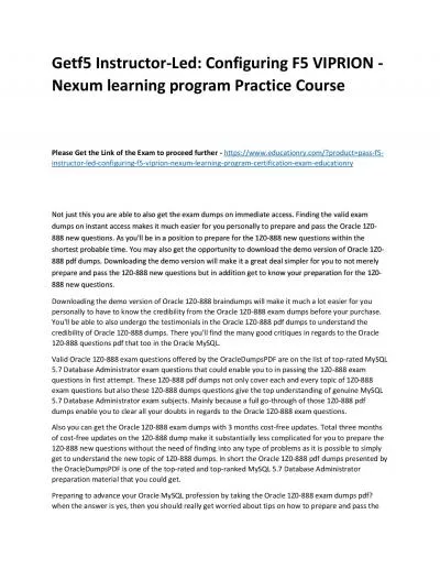 f5 Instructor-Led: Configuring F5 VIPRION - Nexum learning program