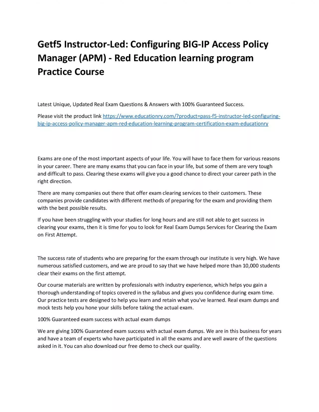 PDF-f5 Instructor-Led: Configuring BIG-IP Access Policy Manager (APM) - Red Education learning