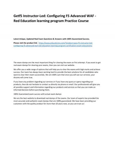 f5 Instructor-Led: Configuring F5 Advanced WAF - Red Education learning program