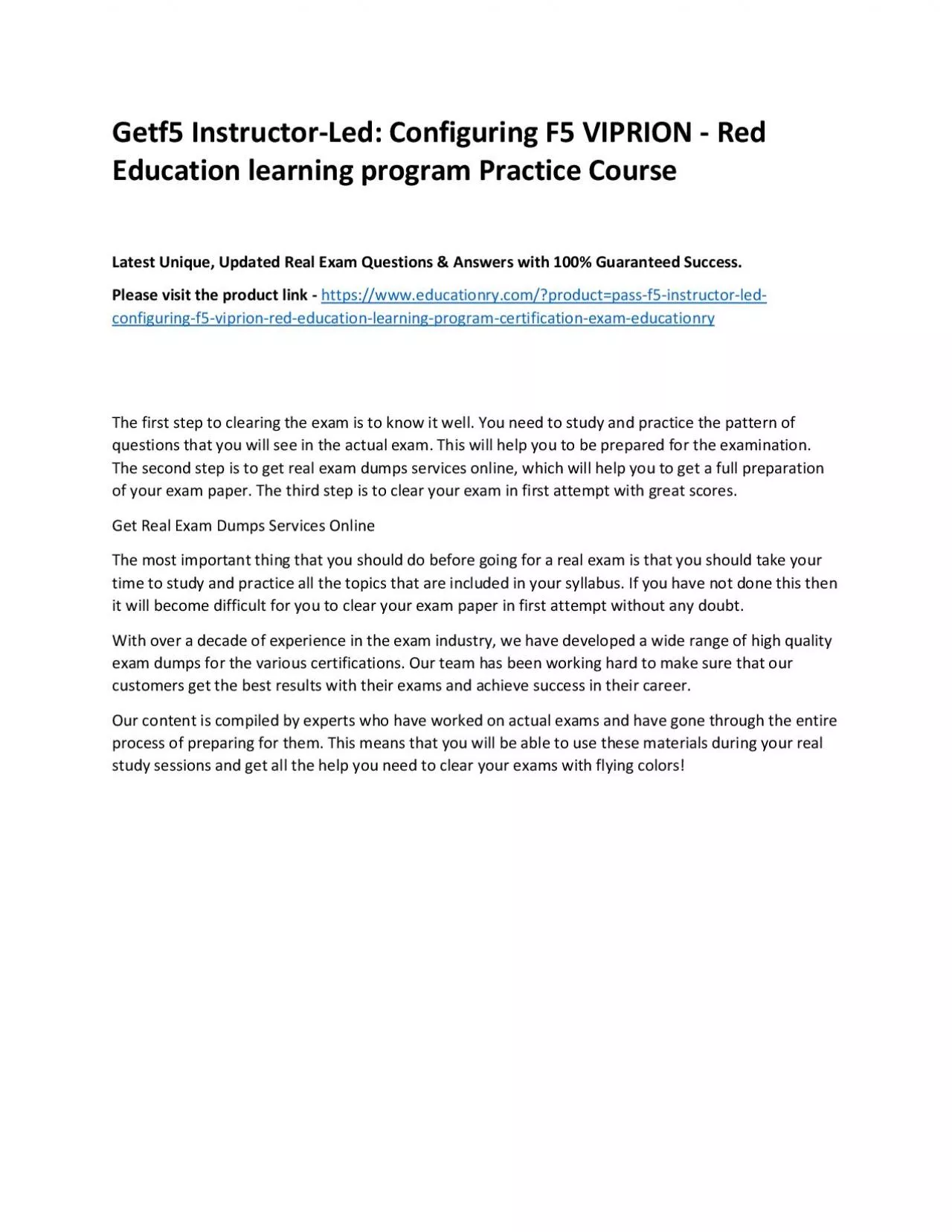 PDF-f5 Instructor-Led: Configuring F5 VIPRION - Red Education learning program