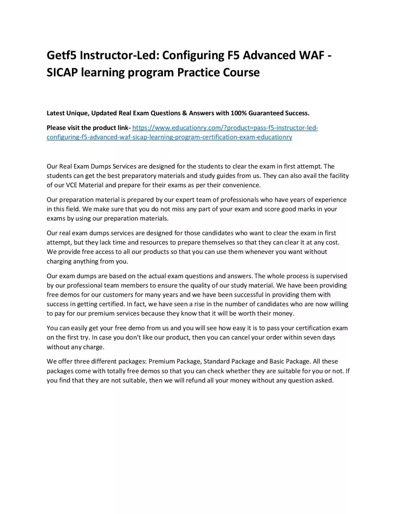 PDF-f5 Instructor-Led: Configuring F5 Advanced WAF - SICAP learning program