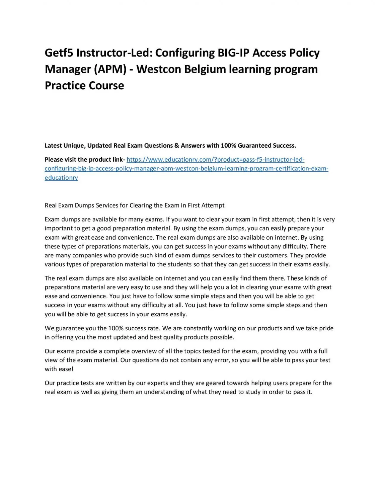 PDF-f5 Instructor-Led: Configuring BIG-IP Access Policy Manager (APM) - Westcon Belgium learning