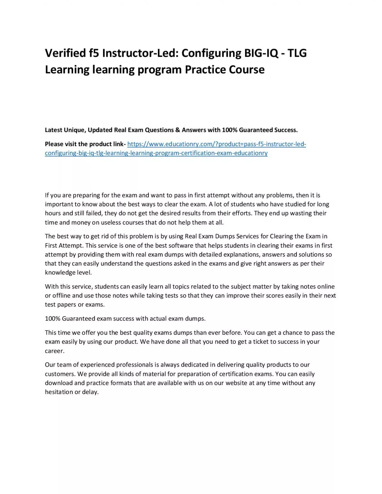 PDF-f5 Instructor-Led: Configuring BIG-IQ - TLG Learning learning program