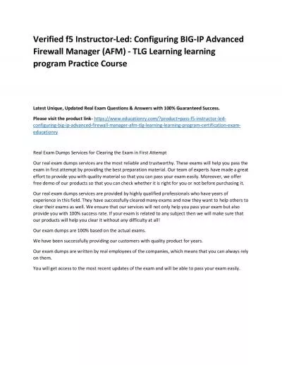 f5 Instructor-Led: Configuring BIG-IP Advanced Firewall Manager (AFM) - TLG Learning learning program