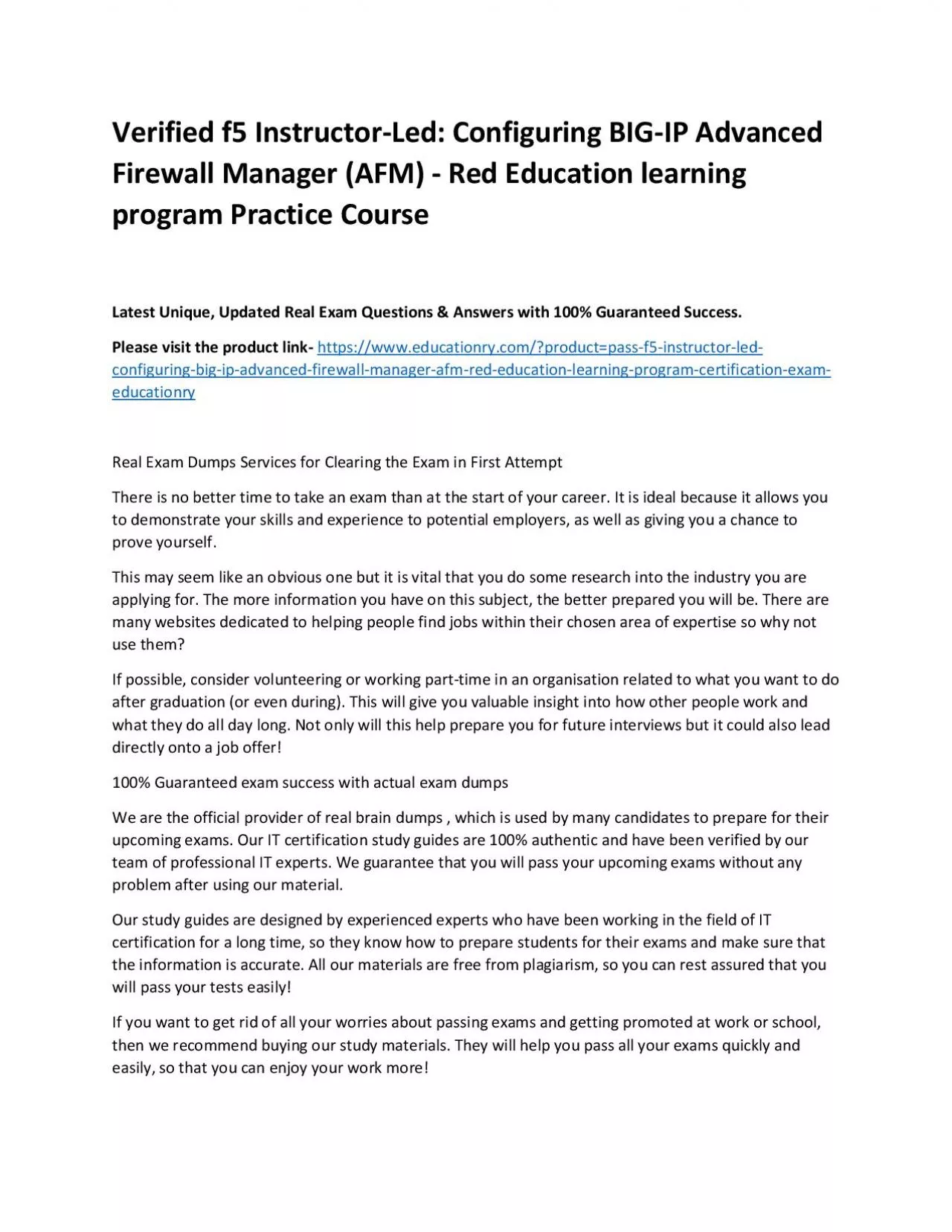 PDF-f5 Instructor-Led: Configuring BIG-IP Advanced Firewall Manager (AFM) - Red Education