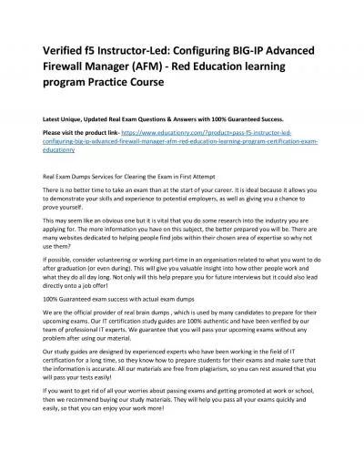 f5 Instructor-Led: Configuring BIG-IP Advanced Firewall Manager (AFM) - Red Education