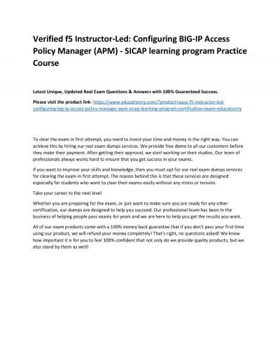 f5 Instructor-Led: Configuring BIG-IP Access Policy Manager (APM) - SICAP learning program