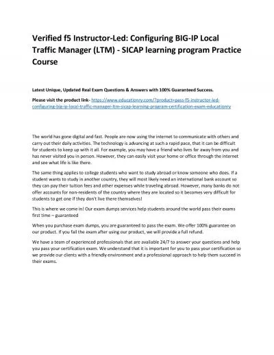 f5 Instructor-Led: Configuring BIG-IP Local Traffic Manager (LTM) - SICAP learning program