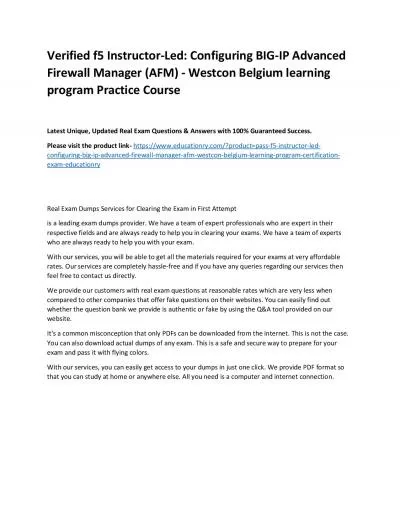 f5 Instructor-Led: Configuring BIG-IP Advanced Firewall Manager (AFM) - Westcon Belgium