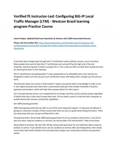 f5 Instructor-Led: Configuring BIG-IP Local Traffic Manager (LTM) - Westcon Brazil learning program