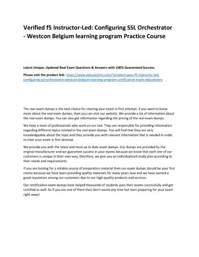 f5 Instructor-Led: Configuring SSL Orchestrator - Westcon Belgium learning program