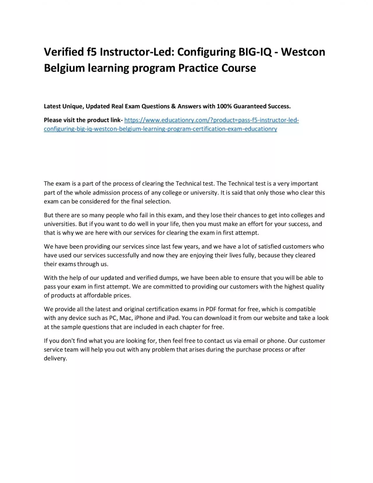 PDF-f5 Instructor-Led: Configuring BIG-IQ - Westcon Belgium learning program