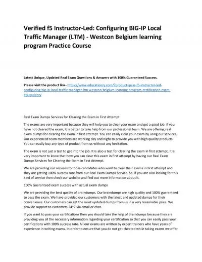 f5 Instructor-Led: Configuring BIG-IP Local Traffic Manager (LTM) - Westcon Belgium learning