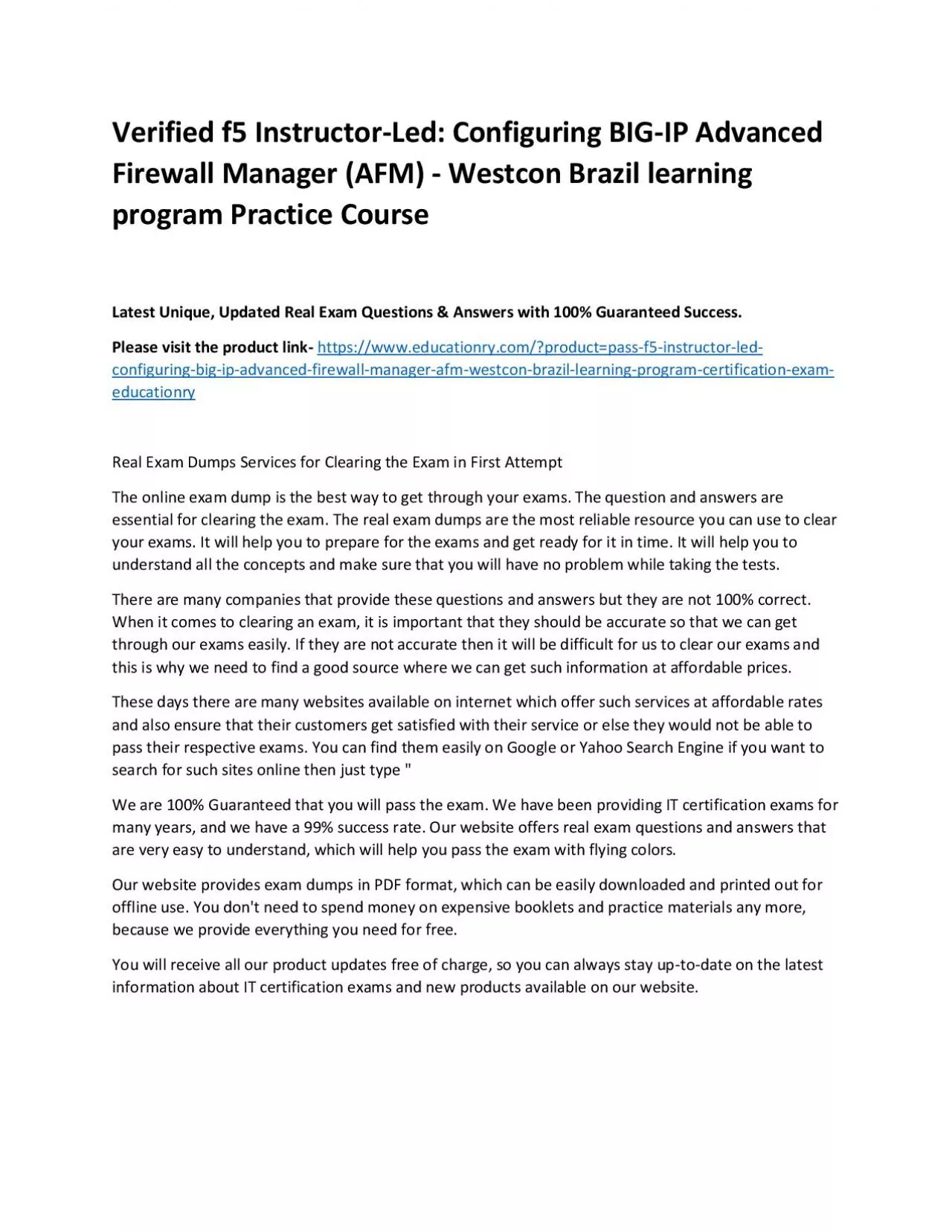 PDF-f5 Instructor-Led: Configuring BIG-IP Advanced Firewall Manager (AFM) - Westcon Brazil