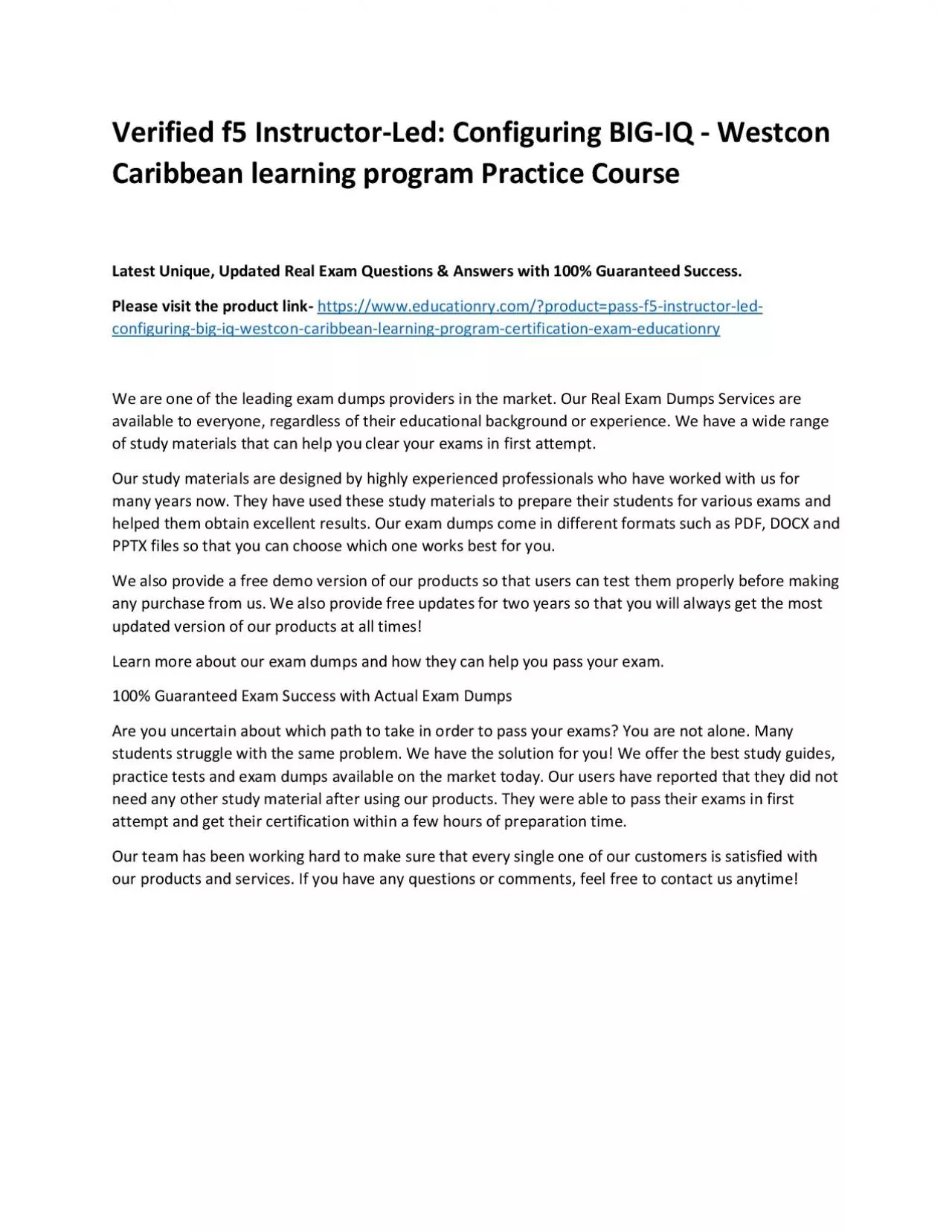 PDF-f5 Instructor-Led: Configuring BIG-IQ - Westcon Caribbean learning program