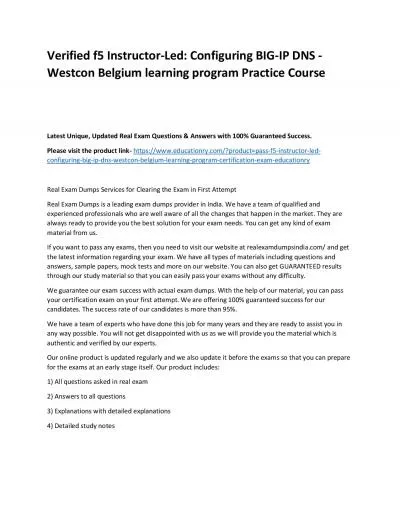 f5 Instructor-Led: Configuring BIG-IP DNS - Westcon Belgium learning program