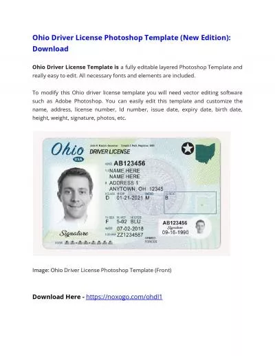 Ohio Driver License Photoshop Template (New Edition)