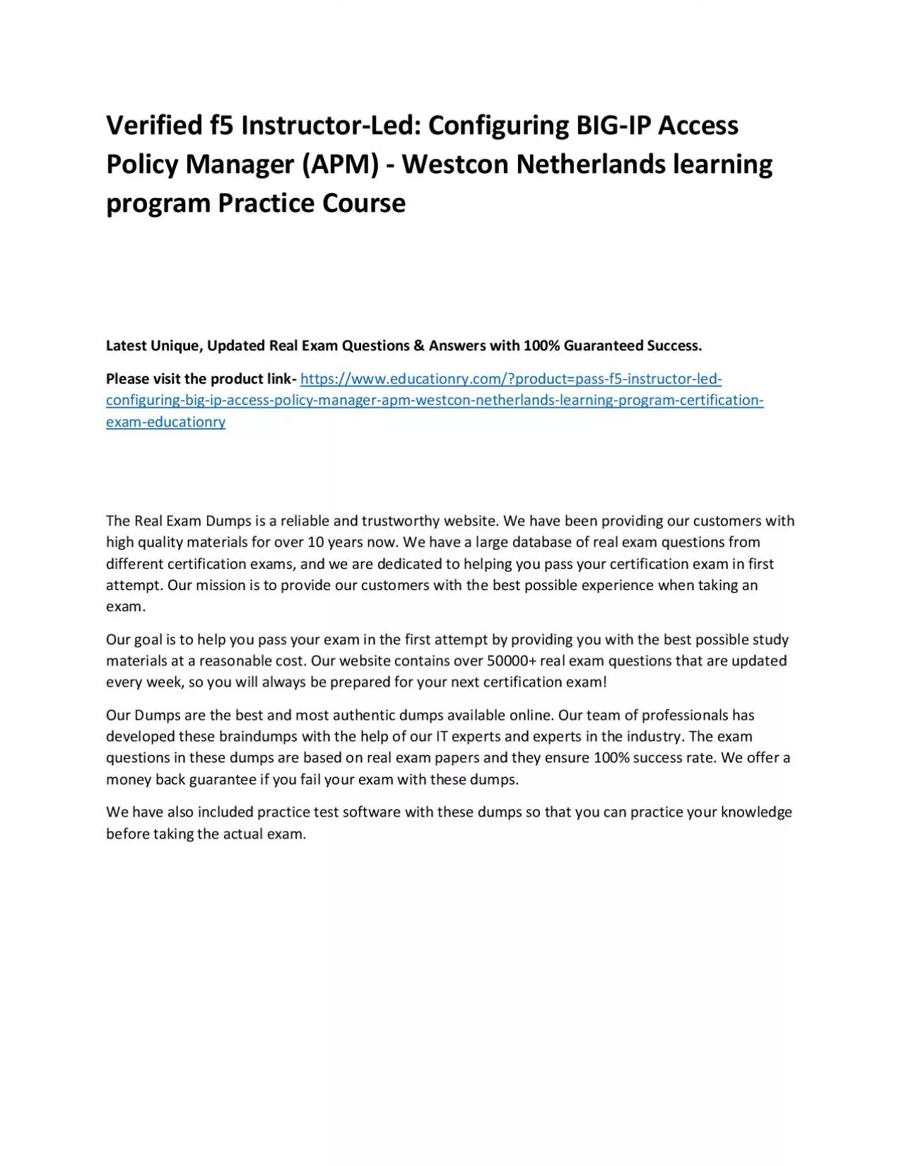 PDF-f5 Instructor-Led: Configuring BIG-IP Access Policy Manager (APM) - Westcon Netherlands