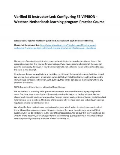 f5 Instructor-Led: Configuring F5 VIPRION - Westcon Netherlands learning program