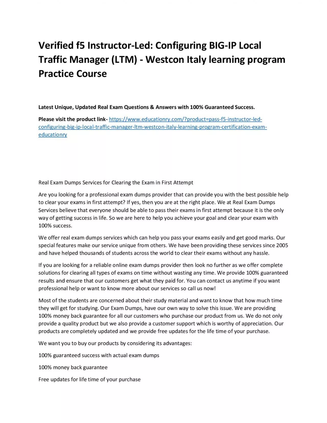 PDF-f5 Instructor-Led: Configuring BIG-IP Local Traffic Manager (LTM) - Westcon Italy learning