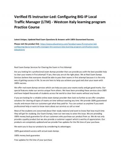 f5 Instructor-Led: Configuring BIG-IP Local Traffic Manager (LTM) - Westcon Italy learning program