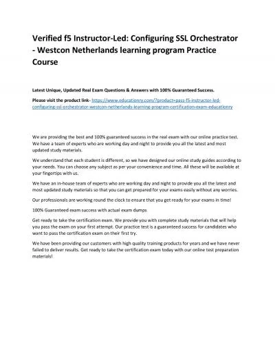 f5 Instructor-Led: Configuring SSL Orchestrator - Westcon Netherlands learning program