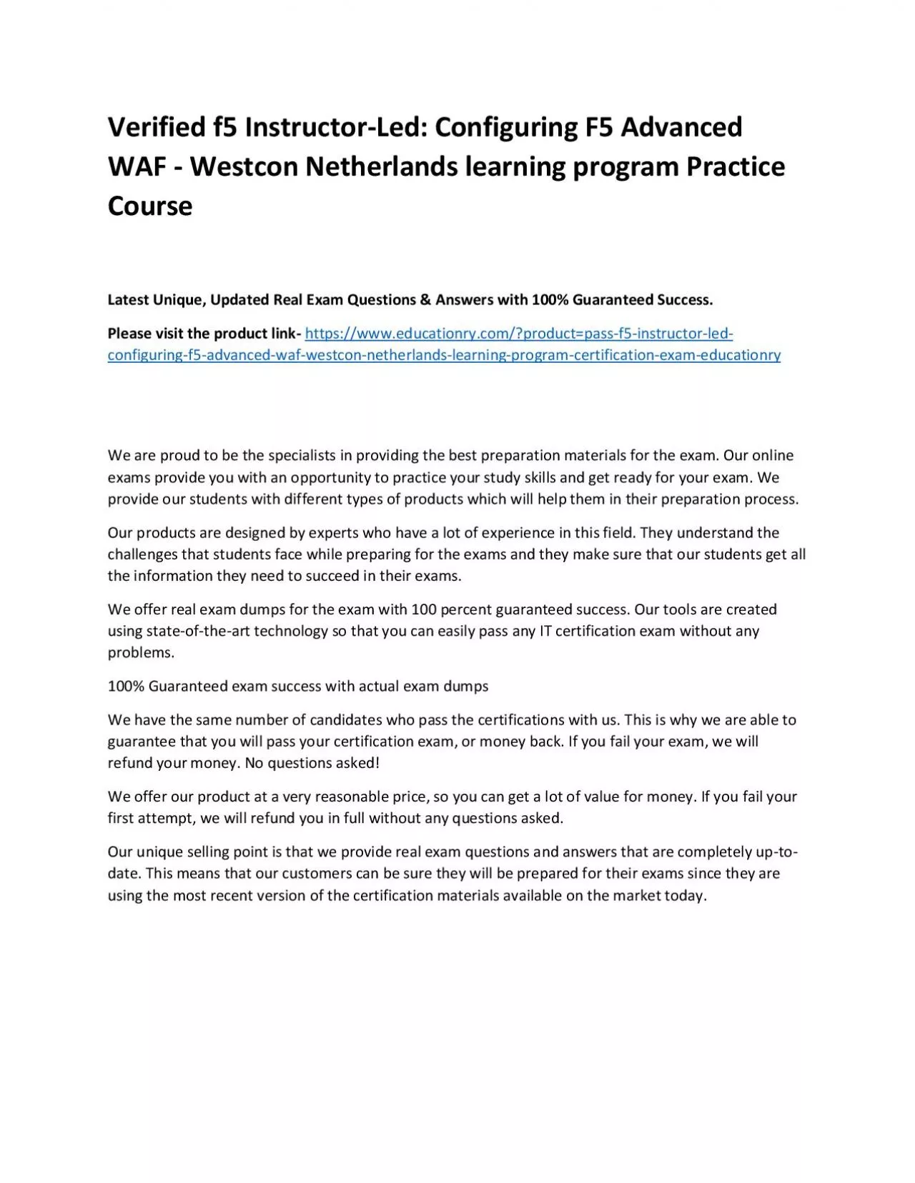 PDF-f5 Instructor-Led: Configuring F5 Advanced WAF - Westcon Netherlands learning program