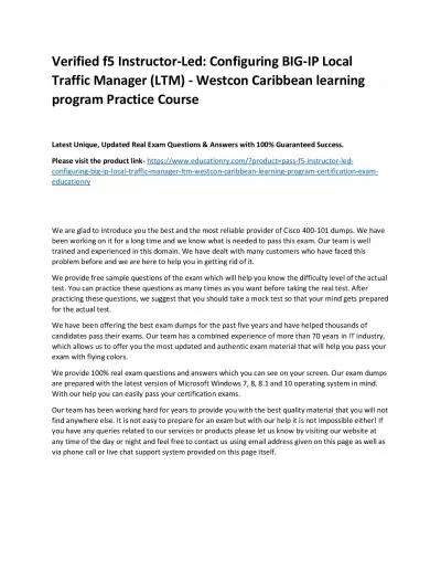 f5 Instructor-Led: Configuring BIG-IP Local Traffic Manager (LTM) - Westcon Caribbean