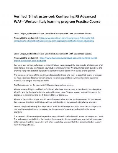 f5 Instructor-Led: Configuring F5 Advanced WAF - Westcon Italy learning program