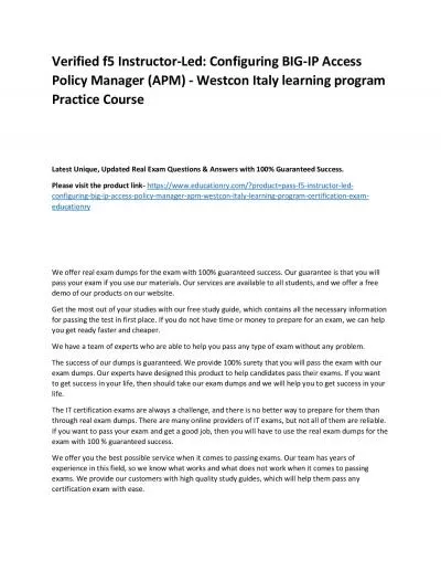 f5 Instructor-Led: Configuring BIG-IP Access Policy Manager (APM) - Westcon Italy learning program