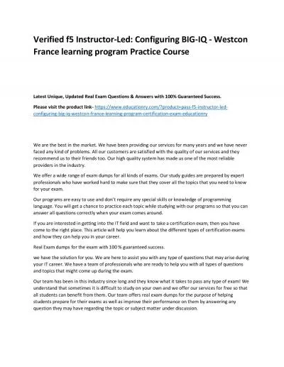 f5 Instructor-Led: Configuring BIG-IQ - Westcon France learning program