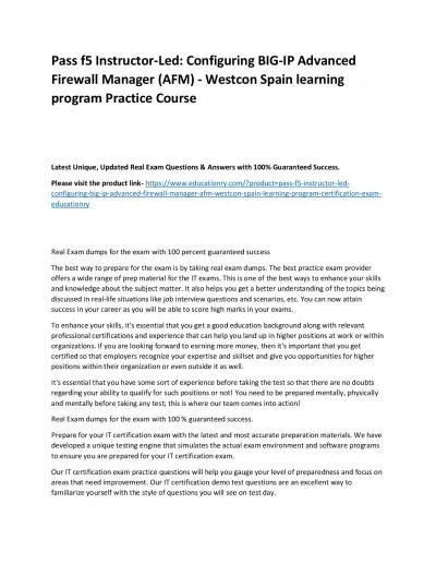 f5 Instructor-Led: Configuring BIG-IP Advanced Firewall Manager (AFM) - Westcon Spain learning program