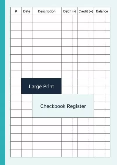 Large Print Checkbook Register: Checking Account / Personal Check Book Transaction Ledger
