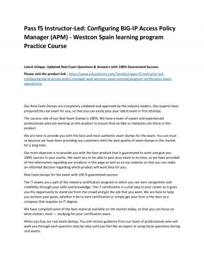 f5 Instructor-Led: Configuring BIG-IP Access Policy Manager (APM) - Westcon Spain learning