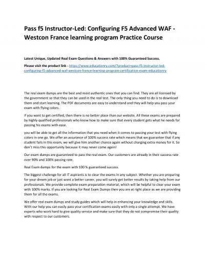 f5 Instructor-Led: Configuring F5 Advanced WAF - Westcon France learning program