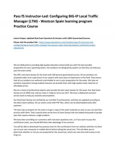 f5 Instructor-Led: Configuring BIG-IP Local Traffic Manager (LTM) - Westcon Spain learning program