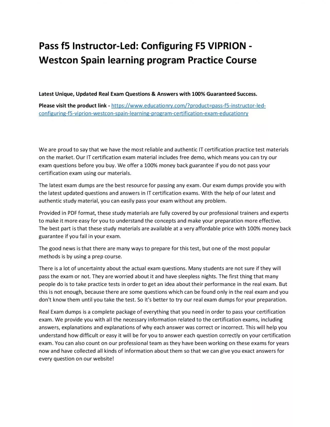 PDF-f5 Instructor-Led: Configuring F5 VIPRION - Westcon Spain learning program