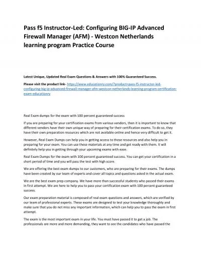 f5 Instructor-Led: Configuring BIG-IP Advanced Firewall Manager (AFM) - Westcon Netherlands learning program