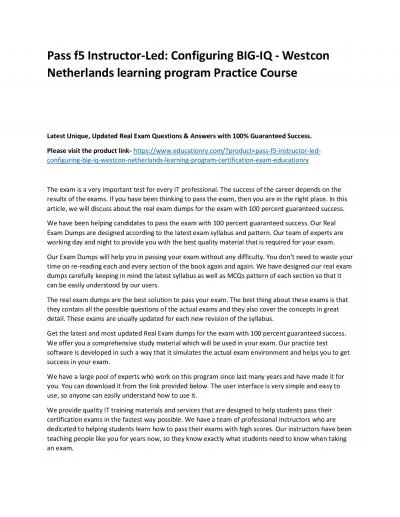 f5 Instructor-Led: Configuring BIG-IQ - Westcon Netherlands learning program