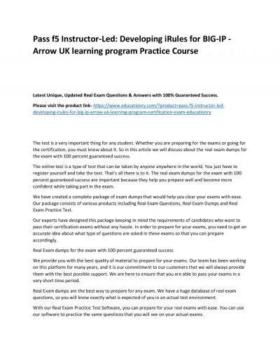 f5 Instructor-Led: Developing iRules for BIG-IP - Arrow UK learning program