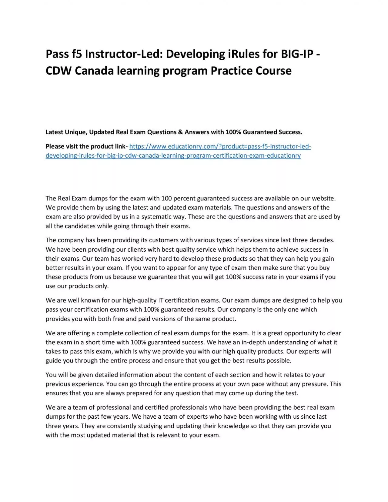 f5 Instructor-Led: Developing iRules for BIG-IP - CDW Canada learning program