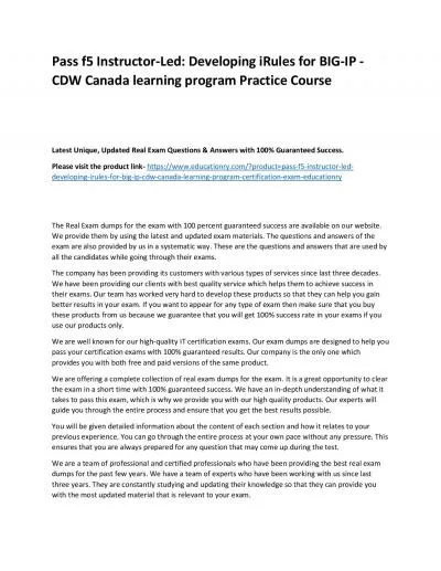 f5 Instructor-Led: Developing iRules for BIG-IP - CDW Canada learning program