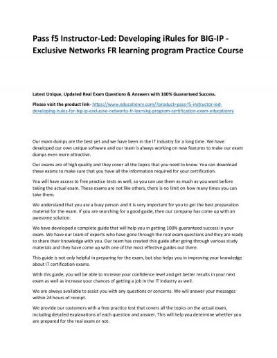 f5 Instructor-Led: Developing iRules for BIG-IP - Exclusive Networks FR learning program