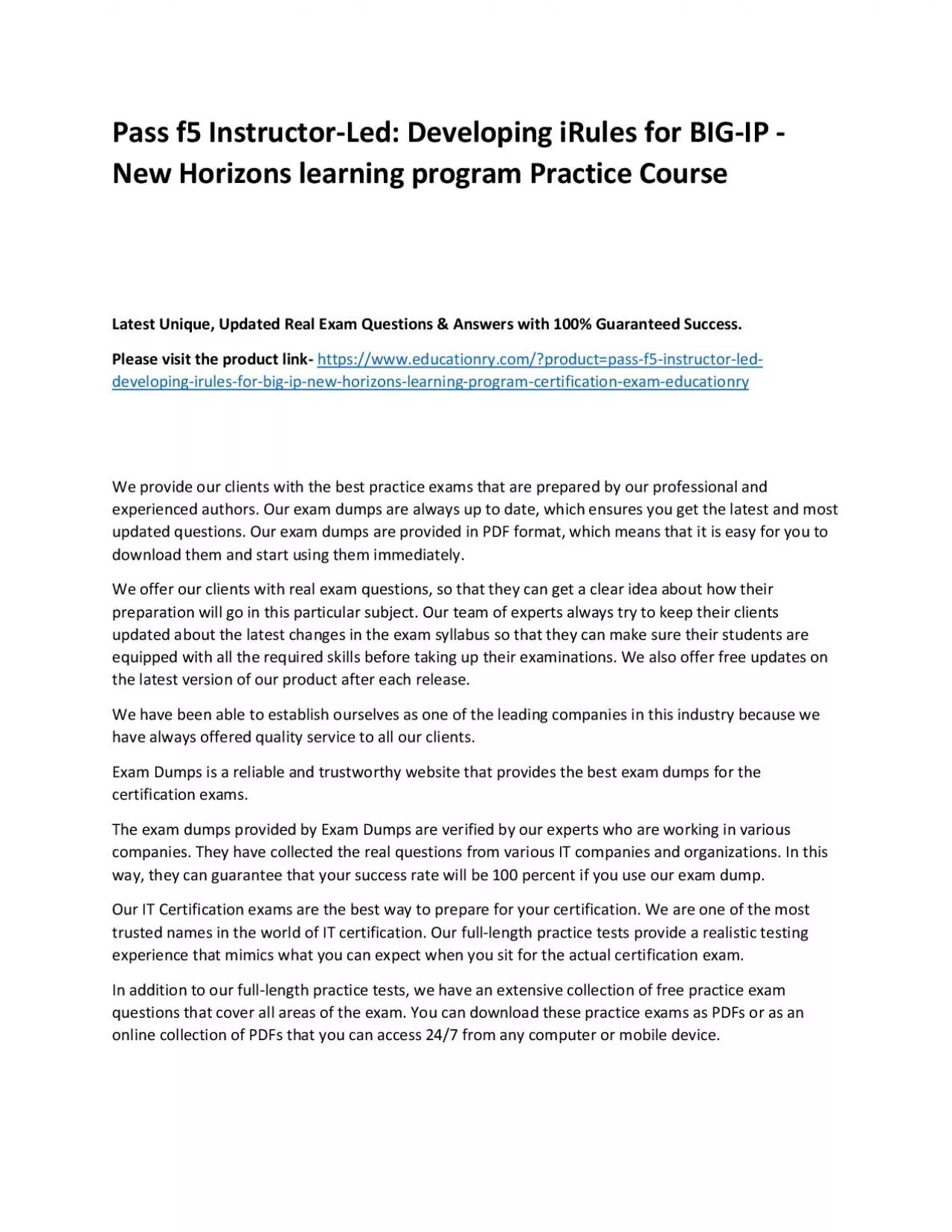 f5 Instructor-Led: Developing iRules for BIG-IP - New Horizons learning program